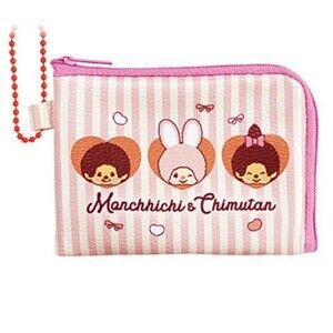 Monchhichi PINK, blue and yellow Buss pass / card pouch / wallet keychain